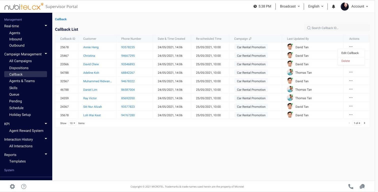 seamless callback automation