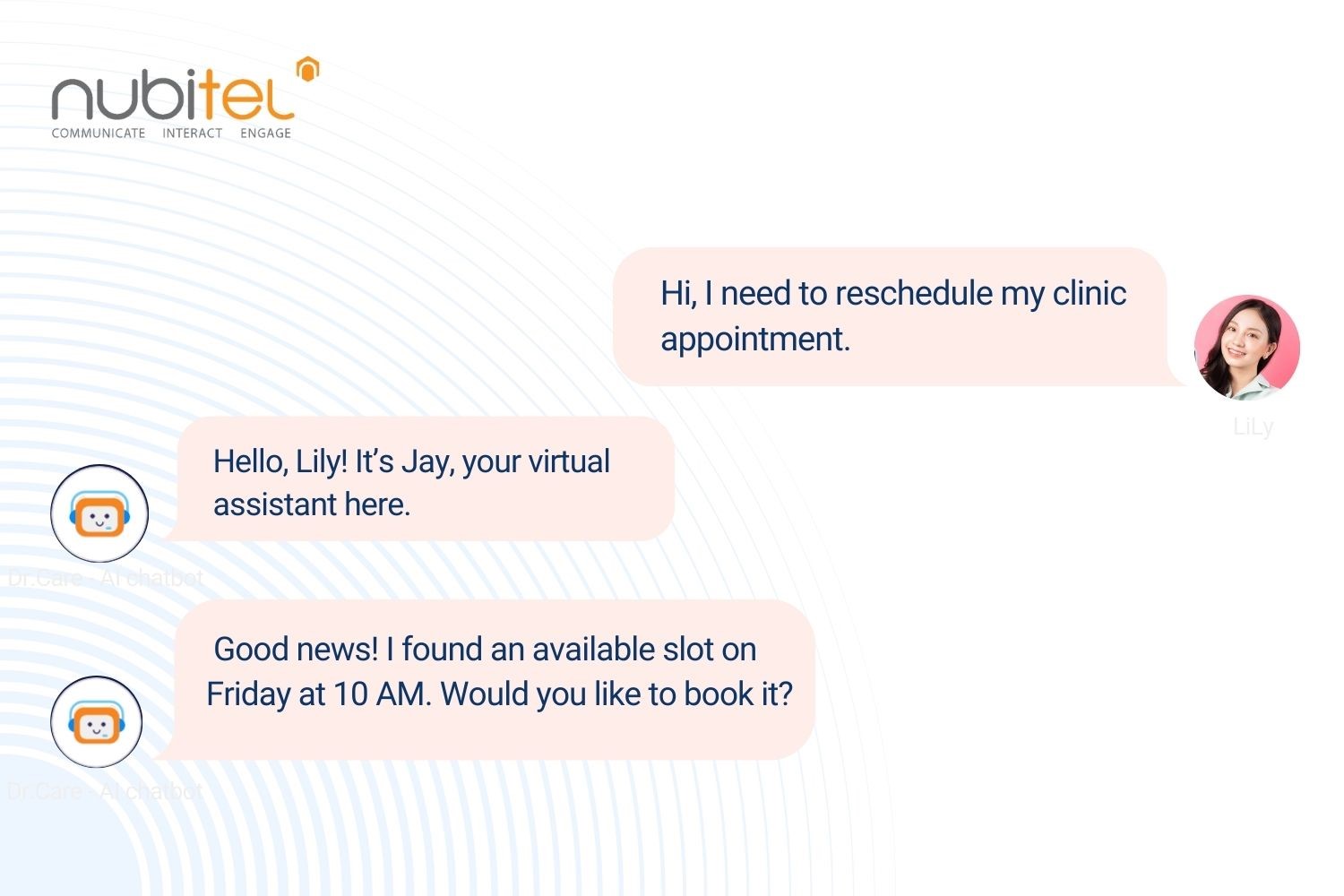 conversational ai agents for healthcare clinic support nubitel