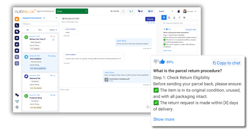 real-time suggestions powered by AI 
agent assist 