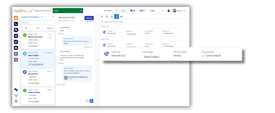 Viewing customer history