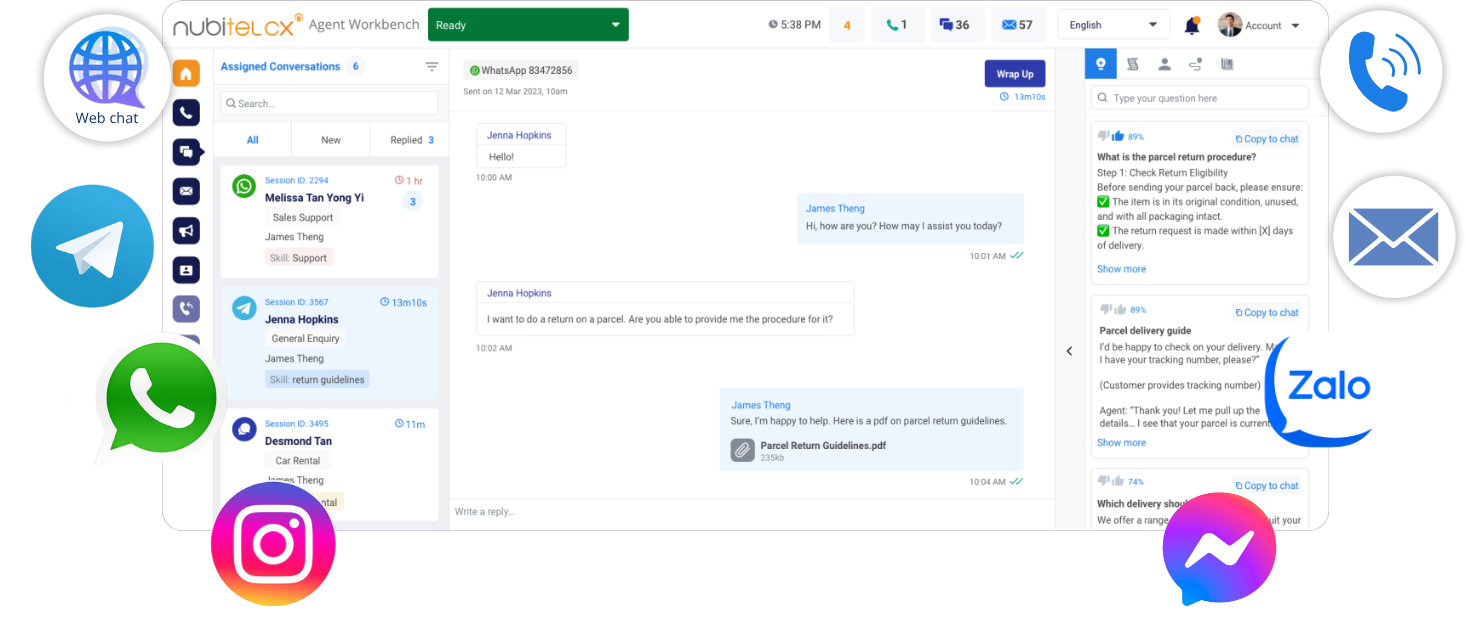 Real time suggestions with supporting multiple channels